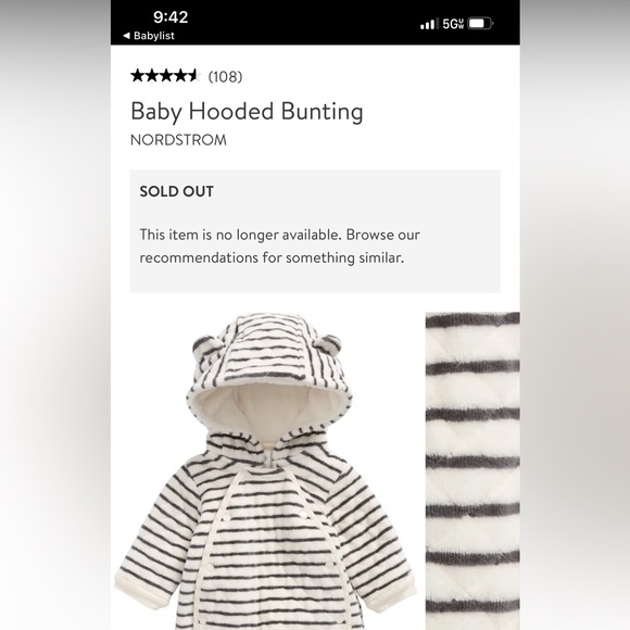 NORDSTROM Baby Hooded Bunting NWT - Picture 2 of 2